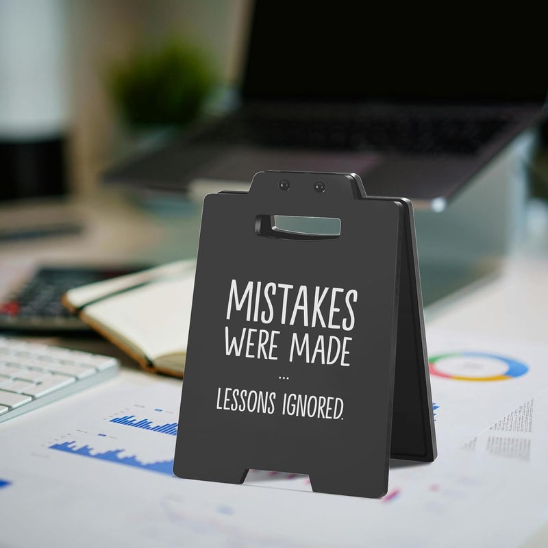 MAMAGIFTREE Mini Funny Desk Accessories Signs, "MISTAKES WERE MADE" -Black Office Humor Decor for Office, Cubicle, Work Desk, Gag Fun Gift for Coworker Teammate Employee Boss - Image 3
